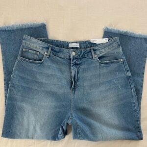 LOFT Blue Straight Leg High Rise Crop Jeans Size 32/ 14
